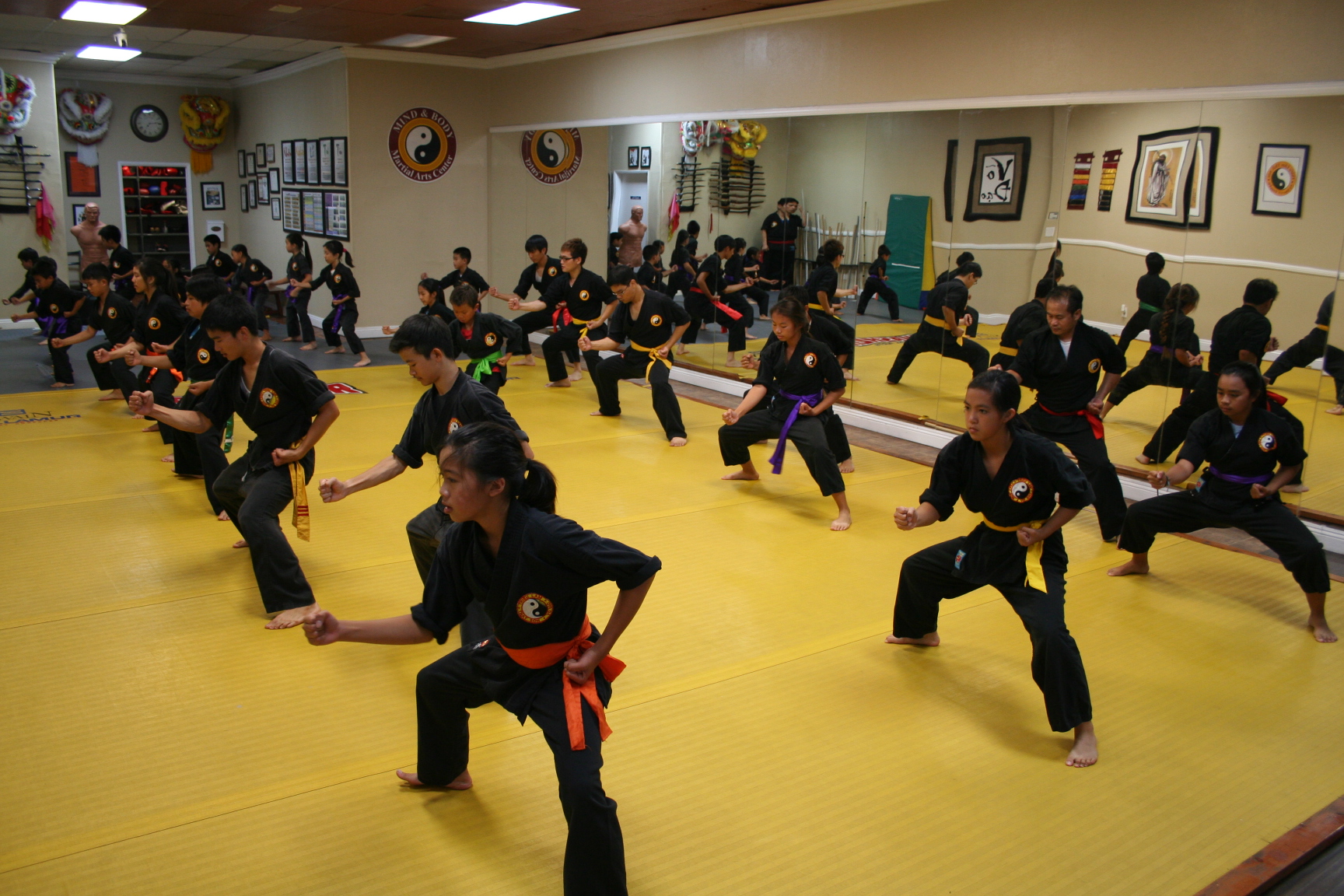 Students practicing traditional Vietnamese martial arts